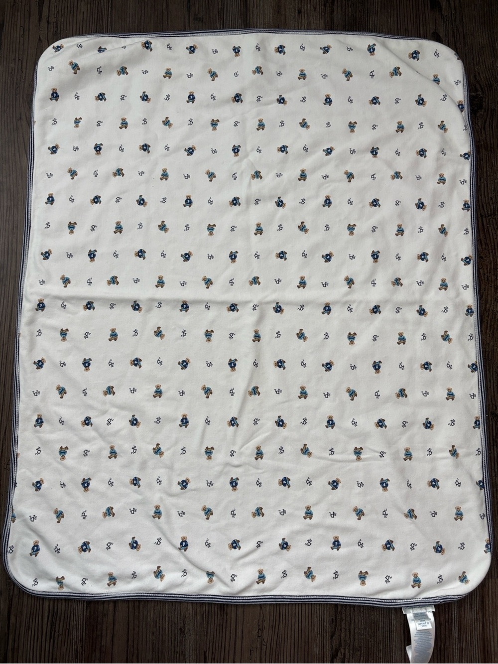 RALPH LAUREN WHITE POLO BEAR BABY BLANKET